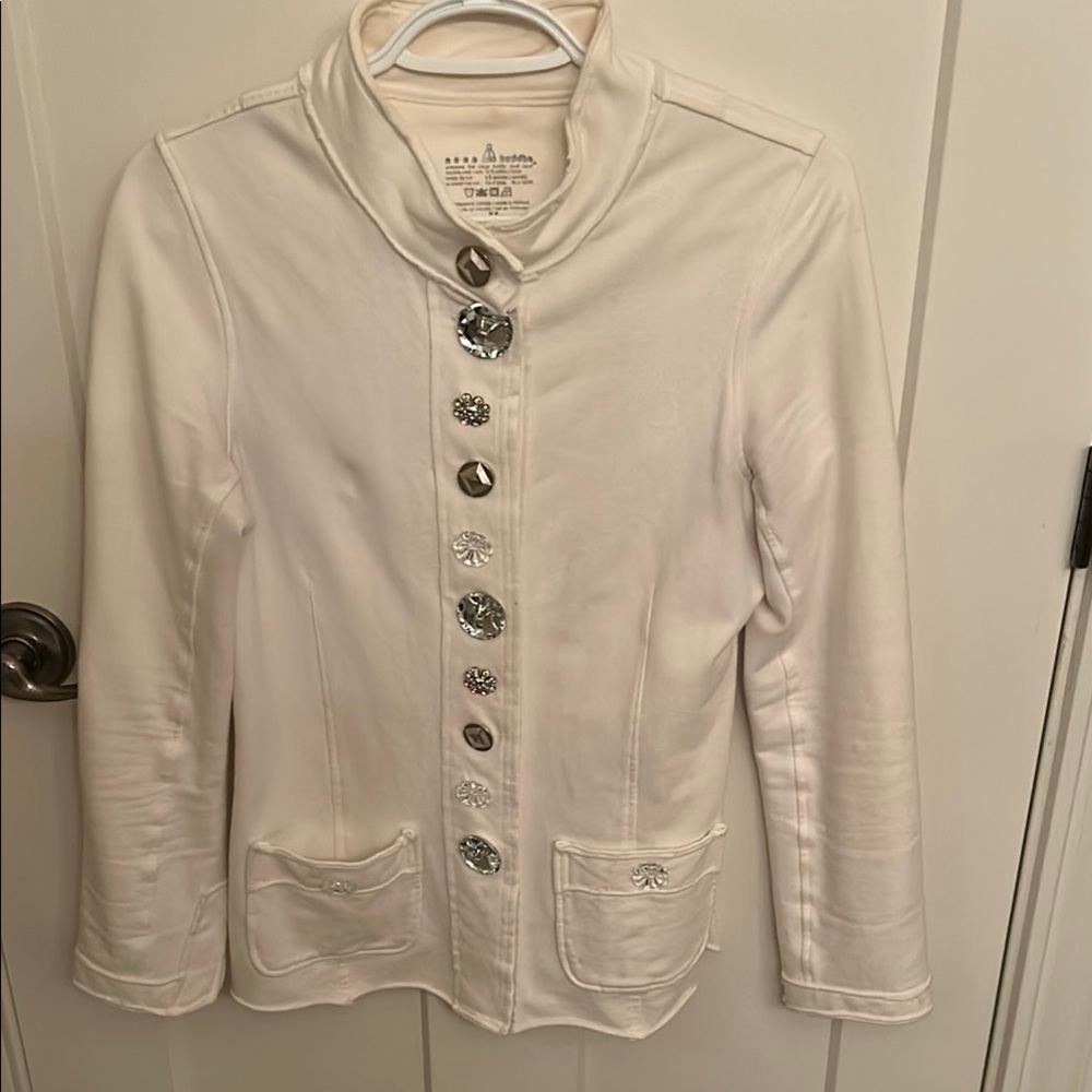 Neon Buddha White designed in Canada ๐จ๐ฆ Jacket with sparkly buttons, XS